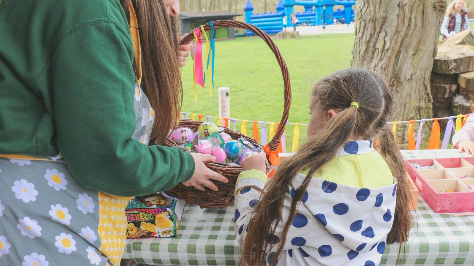 Easter Egg Hunts in Essex, Audley End Miniature Railway Easter Special Event, little girl with an Easter egg basket